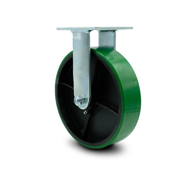 8 Inch Green Poly on Cast Iron Wheel Rigid Caster with Ball Bearing SCC